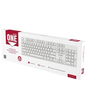  Клавиатура проводная Smartbuy ONE 238 USB/104+9 клавиш/Индикация клавиш/1.3м, (SBK-238U-W) белая