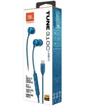  Наушники с микрофоном JBL T310C Type-C синие