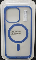 Накладка для i-Phone 13 Pro 6.1&quot; Magsafe силикон прозрачный бока синие