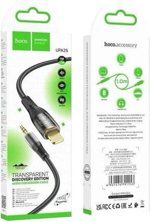  Кабель-переходник Hoco UPA25 AUX 3,5мм на Lightning 1м черный