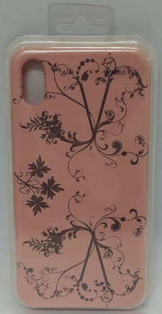 Накладка для i-Phone XS Max Silicone icase с рисунками, розовый