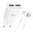  Сетевое зар. устр. Hoco C88A 2USB 2.4A с шнуром Type-C белое