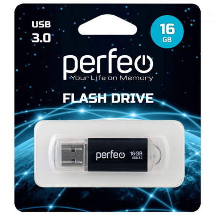 3.0 USB флеш накопитель Perfeo 16GB C14 чёрный
