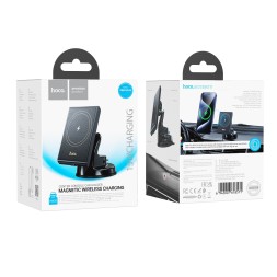 Держатель c беспроводной зарядкой на торпеду Hoco HW20 15W с зажимом черный