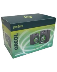 Акустическая система 2.0 Perfeo OREOL мощность 2х3 Вт, LED подсветка 7 цв., чёрная, USB