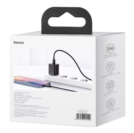  Сетевое зар. устр. Baseus Super Si Quick Charger 1C 20W EU CCSUP-B01 черное
