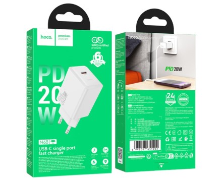  Сетевое зар. устр. Hoco N68 1С 20W белое