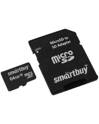 micro SDXC карта памяти Smartbuy 64GB Class 10 (с адаптером SD)