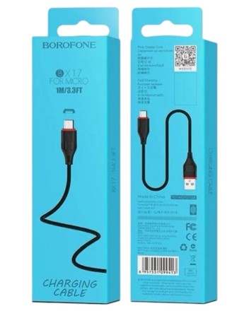  Usb Кабель-зарядка Micro Borofone X17 Enjoy 2A 1м силиконовый чёрный