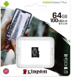 micro SDXC карта памяти Kingston 64GB Class10 100R A1 Canvas Plus без ад..(SDCS2/64GBSP)