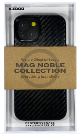  Накладка для i-Phone 14 K-Doo Mag Noble кожаная под карбон черная