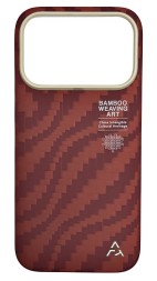 Накладка для i-Phone 17 Pro Airity Aramid Fiber Bamboo Shadow Claret Magsafe красный 