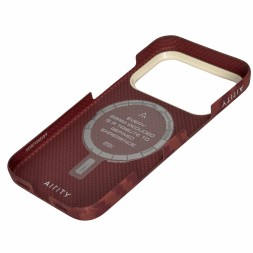 Накладка для i-Phone 17 Pro Airity Aramid Fiber Bamboo Shadow Claret Magsafe красный 