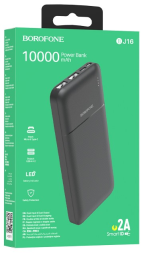 Powerbank Borofone BJ16 10000mAh 2USB 2A с индикатором черный
