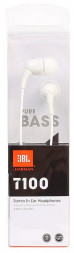 Наушники с микрофоном JBL T100 1.2м белые