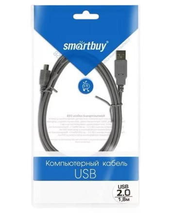  Кабель Smartbuy USB2.0 A--&gt; mini B 5P 1,8 m (K-640-200)
