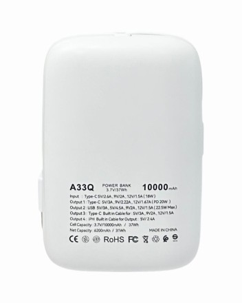  Powerbank Evelatus 10000mAh 1USB/1C 22.5W белый