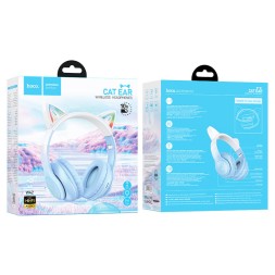 Стереонаушники Bluetooth Полноразмерные Hoco W42 Cat Ear BT5.3/10ч синие
