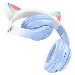 Стереонаушники Bluetooth Полноразмерные Hoco W42 Cat Ear BT5.3/10ч синие