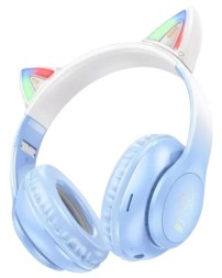 Стереонаушники Bluetooth Полноразмерные Hoco W42 Cat Ear BT5.3/10ч синие