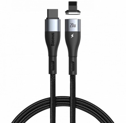  Кабель-зарядка Type-C на Lightning Baseus Zinc Magnetic 20W 1м CATLXC-01 черный