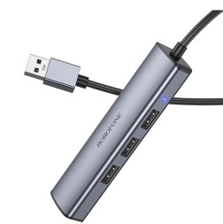Кабель-переходник Borofone DH12 USB на USB2.0x4 1.2М серый
