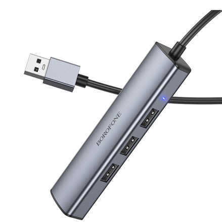  Кабель-переходник Borofone DH12 USB на USB2.0x4 1.2М серый