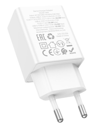  Сетевое зар. устр. Hoco N69 1С/1USB 20W белое