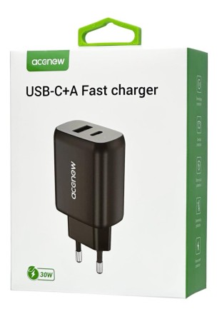  Сетевое зар. устр. Acenew A1830 1USB/1C 30W черное