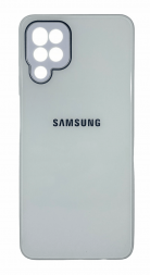 Чехол-накладка для Samsung Galaxy A12 силикон (стеклянная крышка) белая