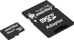 micro SDXC карта памяти Smartbuy 64GB Class 10 LE (с адаптером SD)