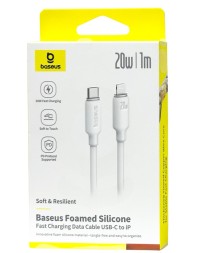 Кабель-зарядка Type-C на Lightning Baseus Foamed Silicone 1м (E0426A01) 20W белый