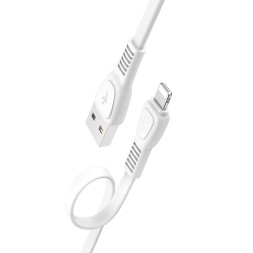 Usb Кабель-зарядка Lightning Hoco X40 Noah 2.4A 1м плоский силиконовый белый