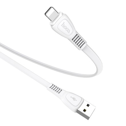  Usb Кабель-зарядка Lightning Hoco X40 Noah 2.4A 1м плоский силиконовый белый
