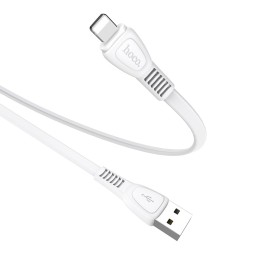 Usb Кабель-зарядка Lightning Hoco X40 Noah 2.4A 1м плоский силиконовый белый
