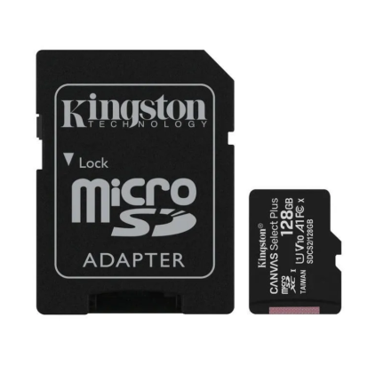  micro SDXC карта памяти Kingston 128 Class10 UHS-I Canvas Select Plus с адапт.(SDCS2/128GB)