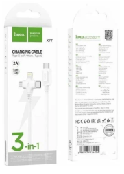 Usb Кабель-зарядка Hoco X77 3в1 Micro/Lightning/Type-C 1м белый