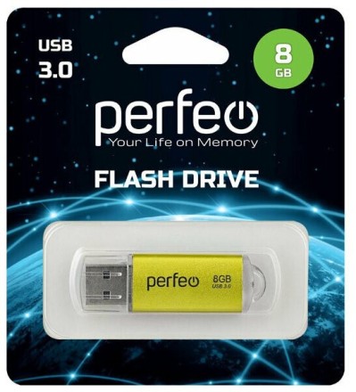  3.0 USB флеш накопитель Perfeo 8GB C14 золотистый