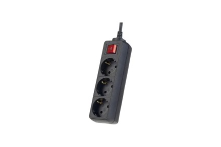  Perfeo сетевой удлинитель с кнопкой &quot;POWERMATE&quot;, 3,0м, 3 розетки, черный (PF-PM-3/3,0-B)