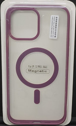 Накладка для i-Phone 13 Pro Max 6.7&quot; Magsafe силикон прозрачный бока бордовые