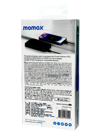 Powerbank Momax iPower PD 10000mAh 2USB/1C IP77D черный
