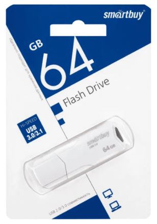  3.1 USB флеш накопитель SmartBuy 64GB CLUE White (SB64GBCLU-W3)