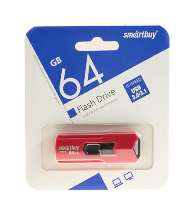 3.0 USB флеш накопитель Smartbuy 64GB Stream Red (SB64GBST-R3)