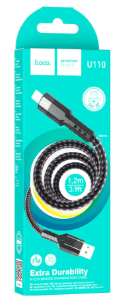  Usb Кабель-зарядка Lightning Hoco U110 2.4A 1.2м тканевый черный