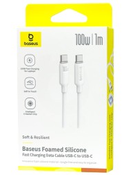 Кабель-зарядка Type-C на Type-C Baseus Foamed Silicone 100W 1м (CATWJ-01) белый
