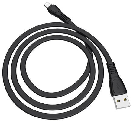  Usb Кабель-зарядка Lightning Hoco X40 Noah 2.4A 1м плоский силиконовый чёрный