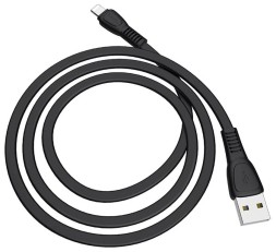 Usb Кабель-зарядка Lightning Hoco X40 Noah 2.4A 1м плоский силиконовый чёрный