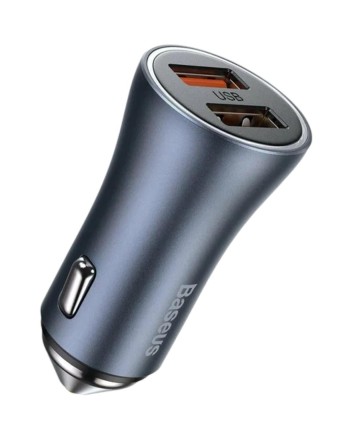  Автомобильное заряд. устр. Baseus Golden Contactor 2USB 3A с каб. Type-C TZCCJD-A0G синее