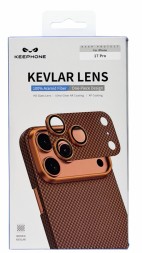 Защитное стекло i-Phone 17 Pro на линзы камеры Keephone Kevlar Lens оранжевый