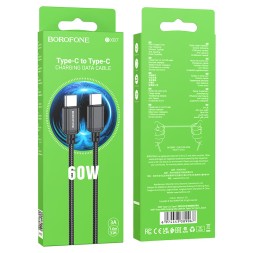 Usb Кабель-зарядка Type-C на Type-C Borofone BX87 60W 1м тканевая оплетка черный